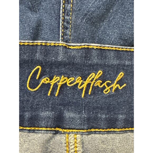 Copper Flash Curvy 14W High Waist 3 Button Zip 5 Pocket Denim Stretch Shorts - Picture 3 of 4